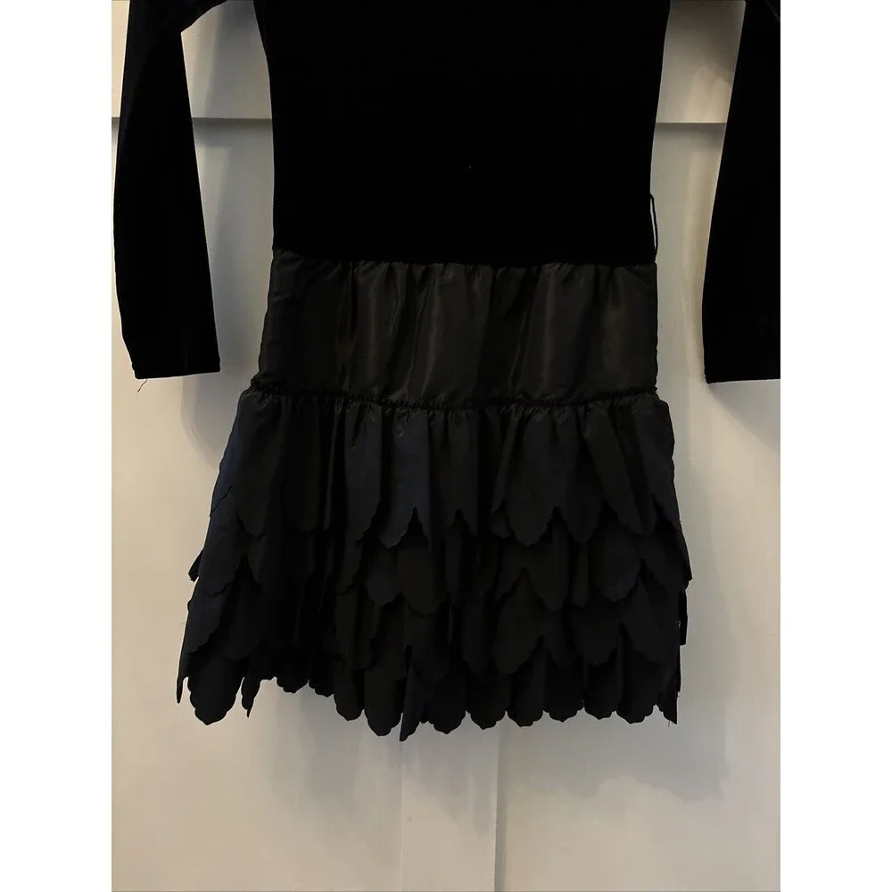 Girls The Children’s Place TCP Black Velvet Winter Christmas Tiered Dress 6X - 7